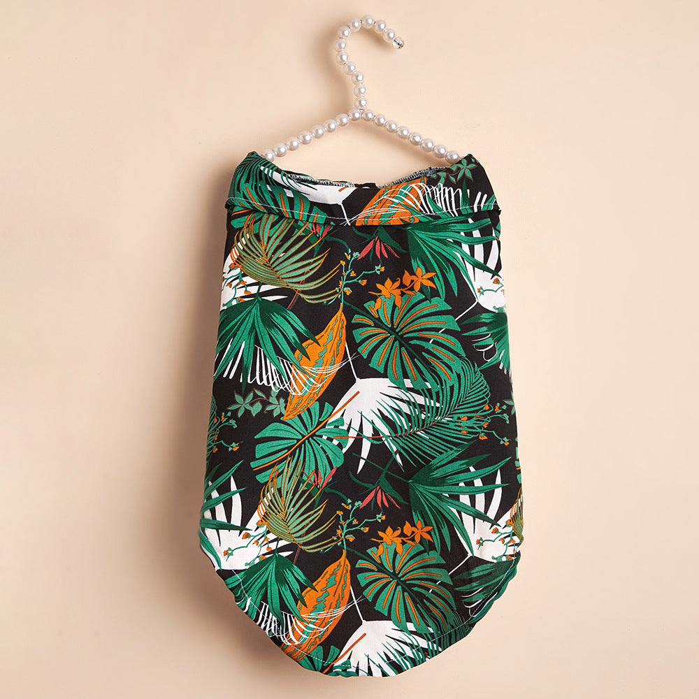 Seaside Hawaiian Palm Leaf Print Doggie Shirt
