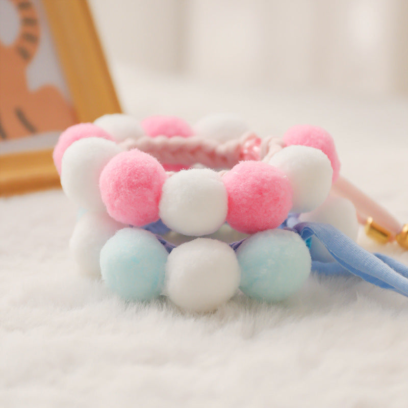 Knitting Fur Ball Puppy Collar Colorful Adjustable Necklace