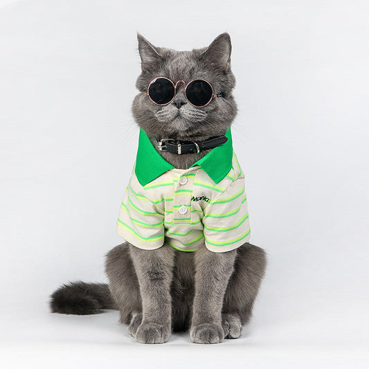 Pet Fluorescent Green Cotton Polo T-Shirt