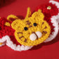 Red New Year Tiger Pattern Knitted Pet Scarf
