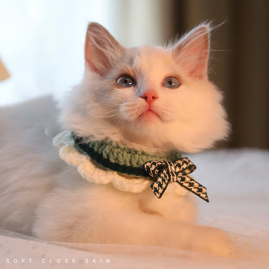 Designer Bowknot Knitting Kitten Bandanas