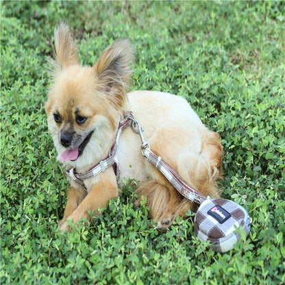 Fashionable Nylon Plaid Dog Harness With Storage Bag