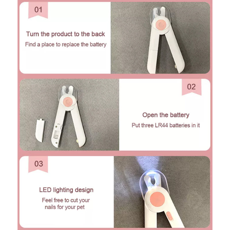 LED Light Dog Cat Nail Clippers With Grinder