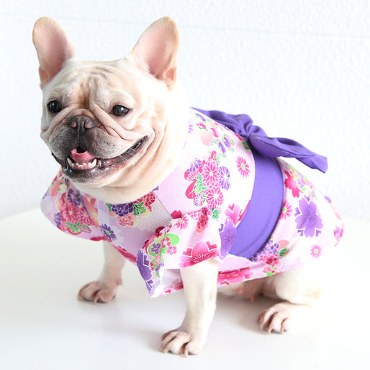 Japanese Flowers Kimono Fancy Dog Dresses