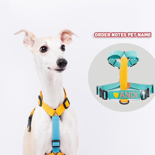 Customize Pet Name Chest Back Embroidered Harness