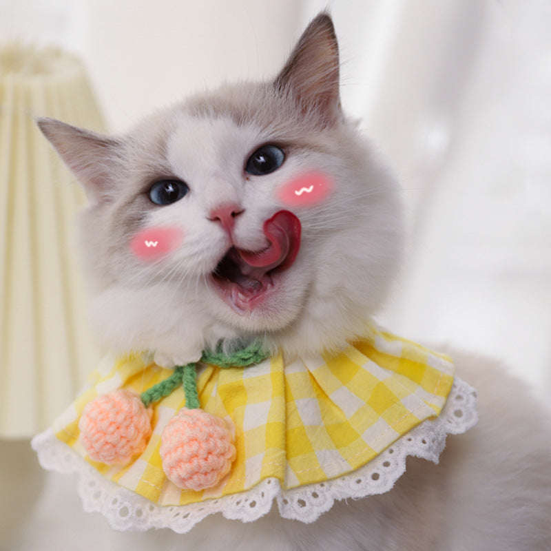 Adjustable Plaid Knitting Cherry Cute Cat Bandanas