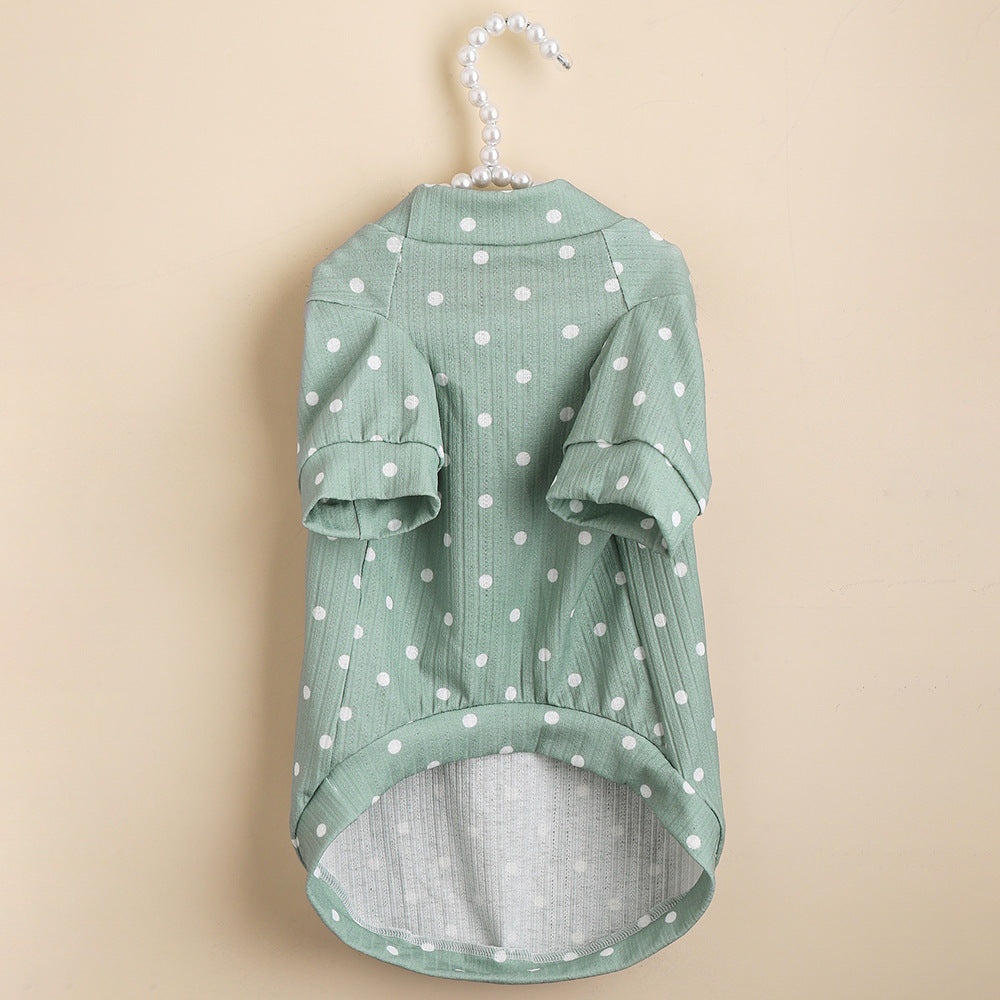 Breathable Green Spotted Autumn Pet T-shirt