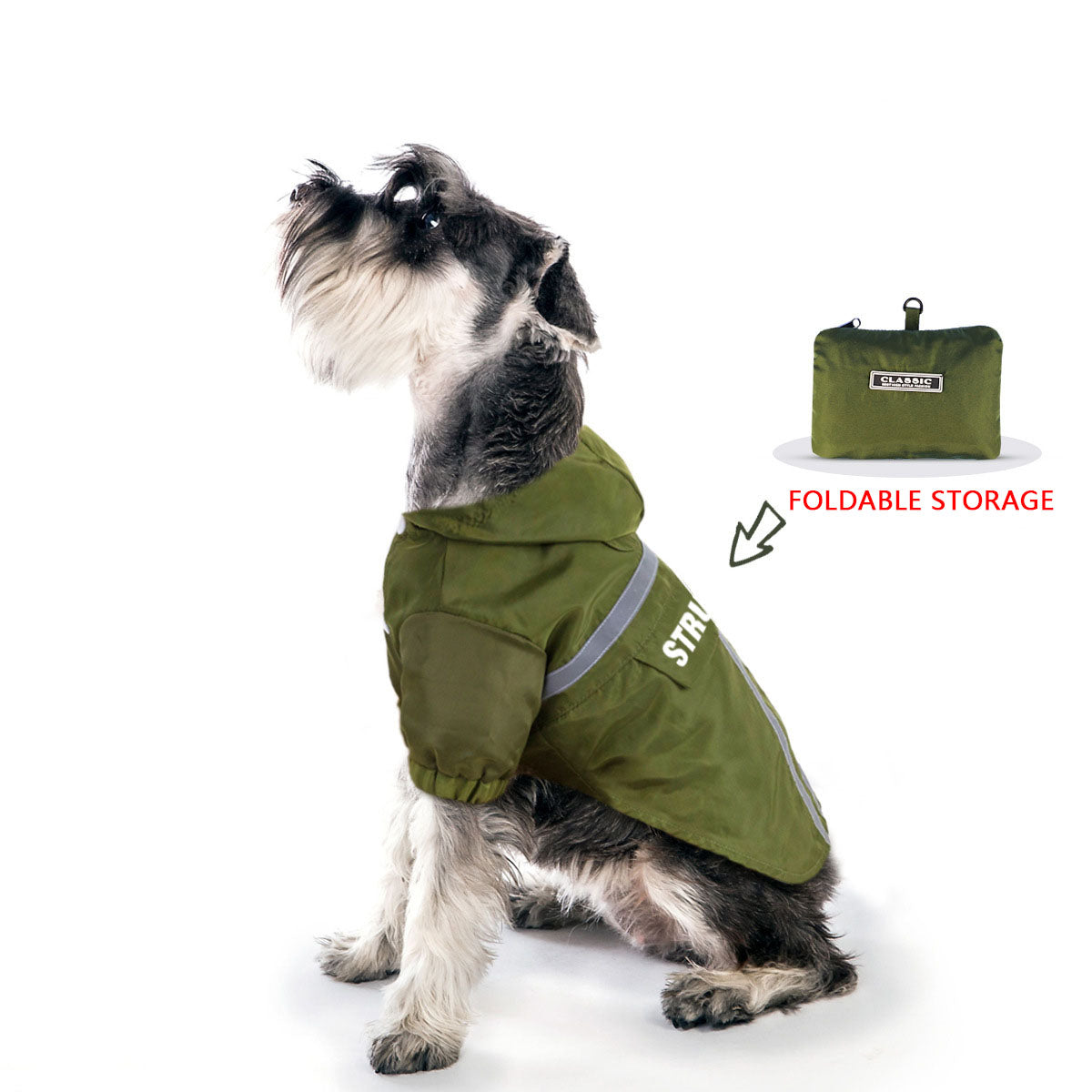 Reflective Dog Hoodie Raincoat With Storage Bag