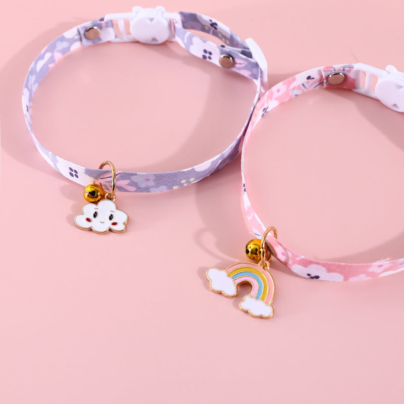 Rainbow Clouds Pendant Kitten Collar with Bell