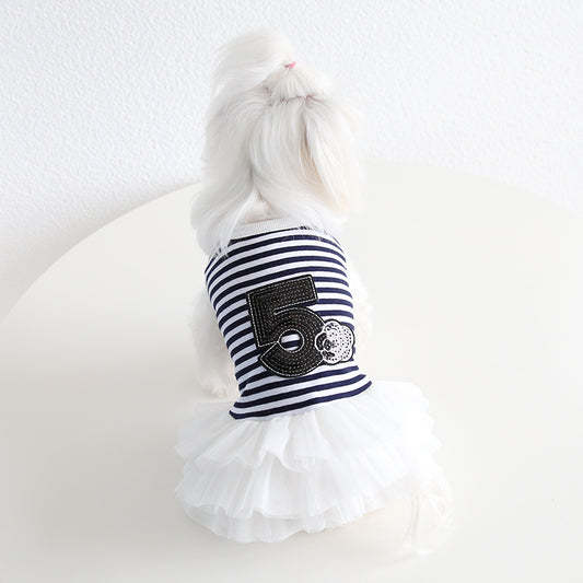 Sequin Black Striped Dog Cat Princess Dress