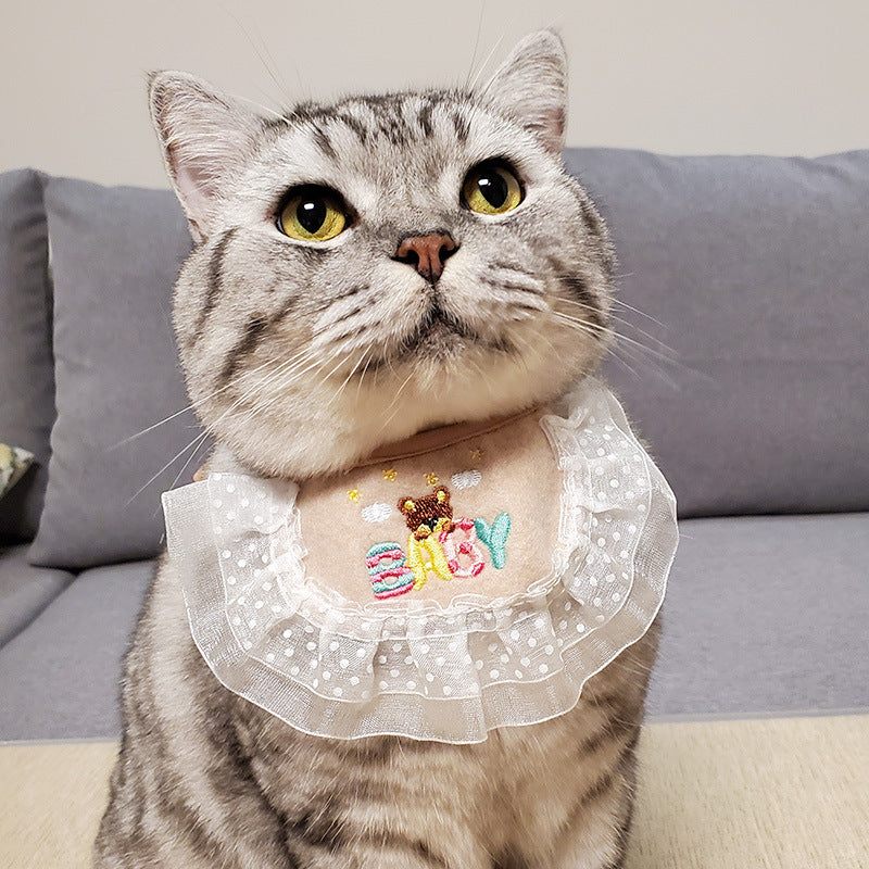 Cute Cartoon Lace Cat Designer Bandanas Bibs