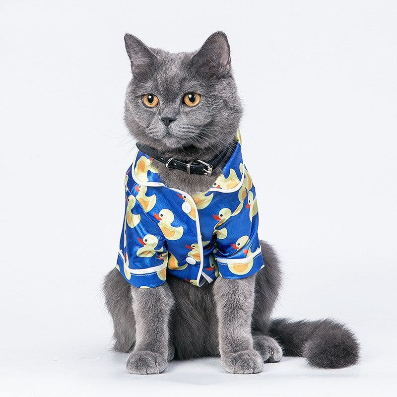 Yellow Duck Silk Dog Cat Summer Soft Pajamas