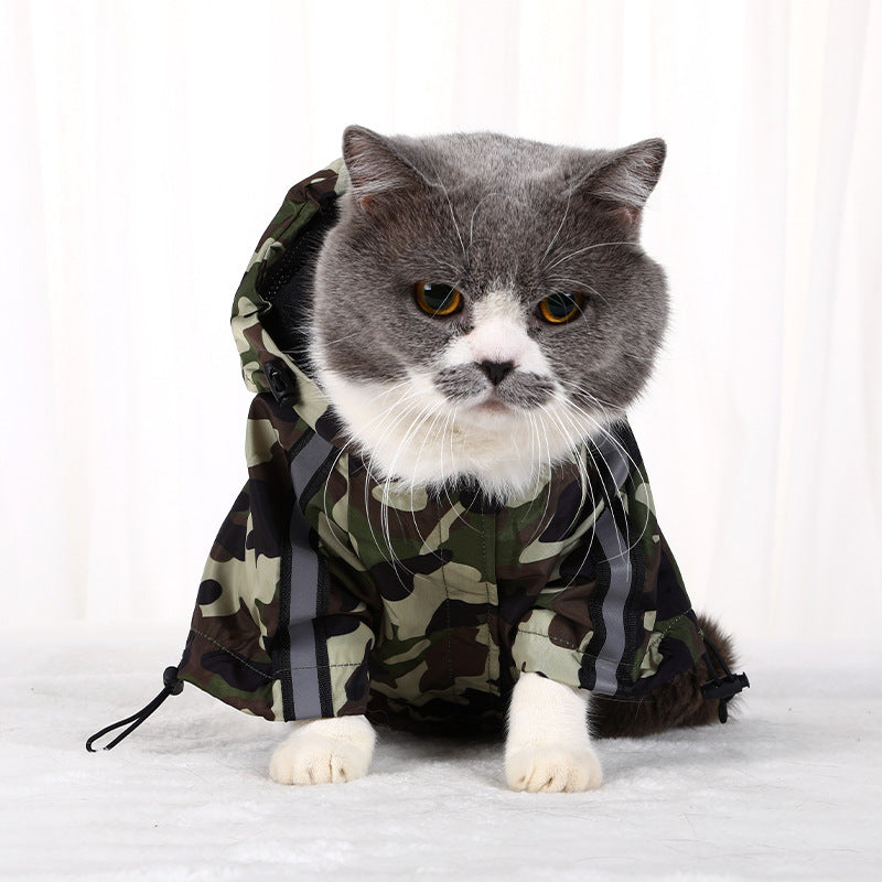 Waterproof Reflective Camouflage Cat Rain Coat