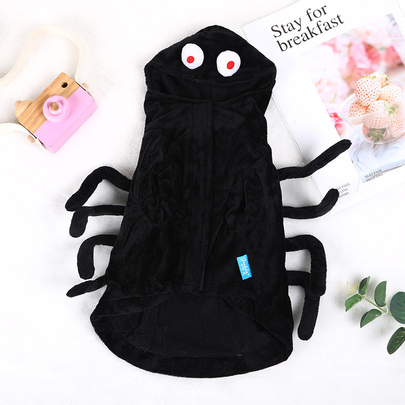 Black Weird Spider Pet Hoodie Halloween Costumes