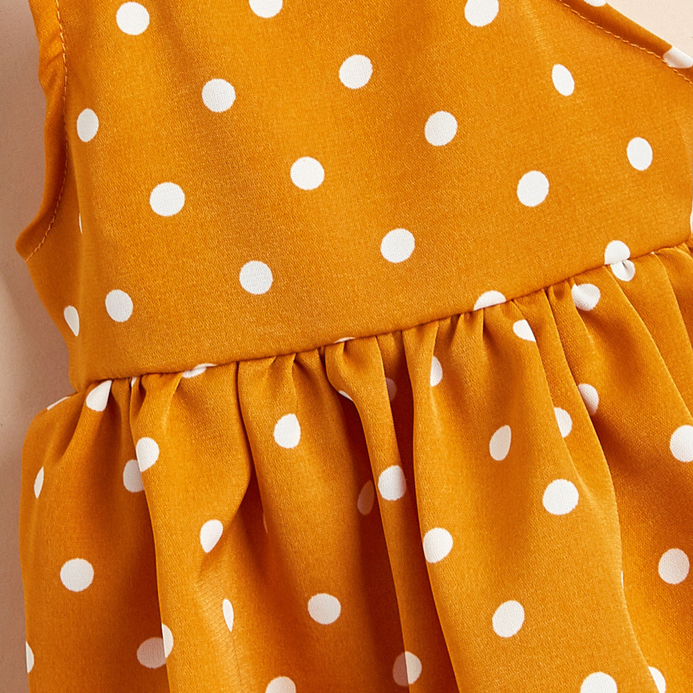 Orange Spotted Pet Summer Sling Princess Dress
