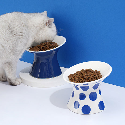 Blue Ceramic Cat Water Fountain Dog Bowl Feeder