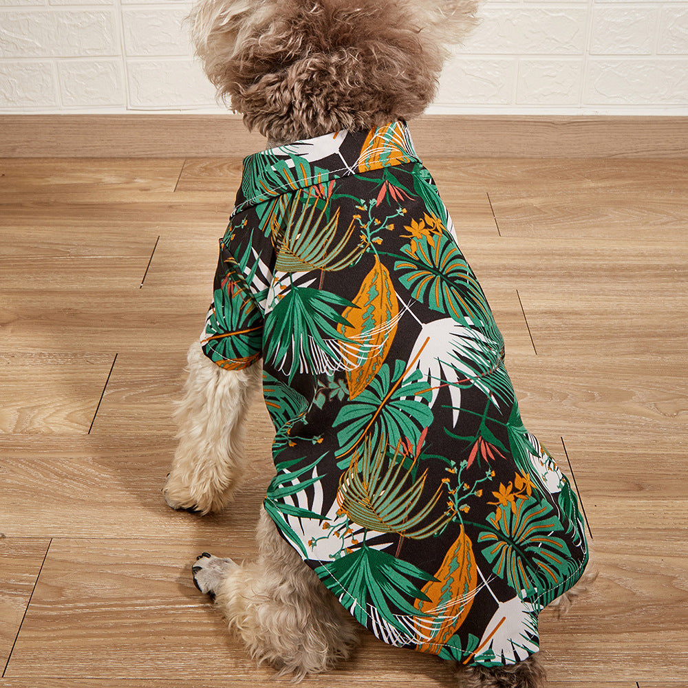 Seaside Hawaiian Palm Leaf Print Doggie Shirt