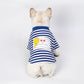 Blue White Stripe T-Shirt Dog Sailor Costume
