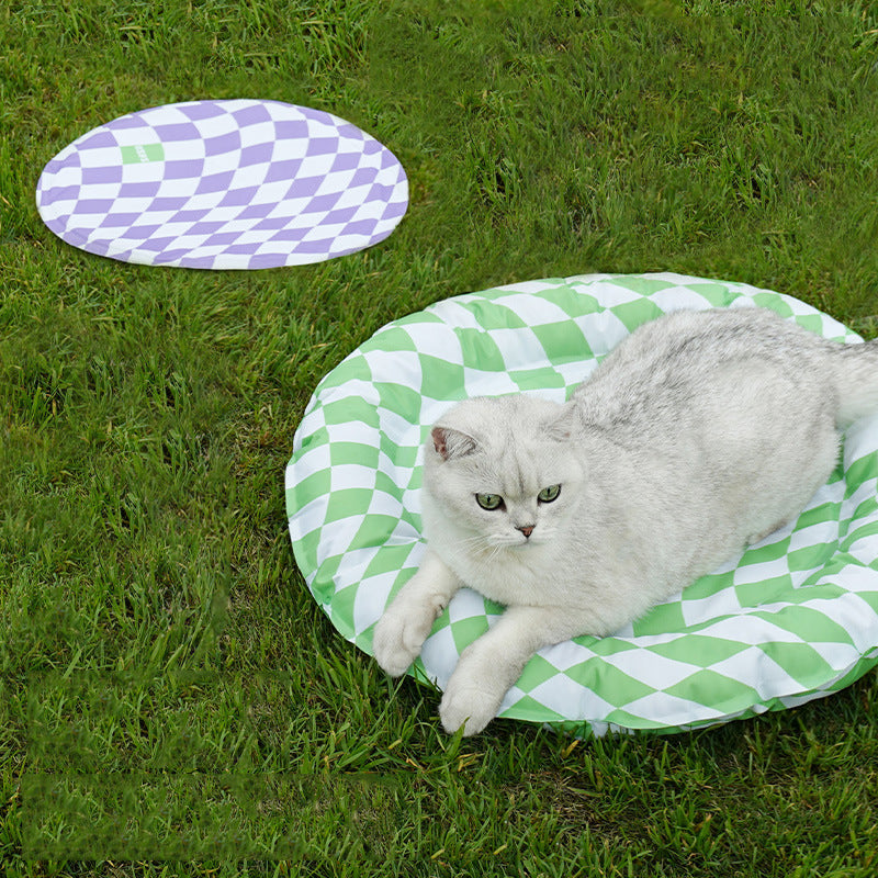 Plaid Cooling Doggie Cat Summer Sleeping Mat