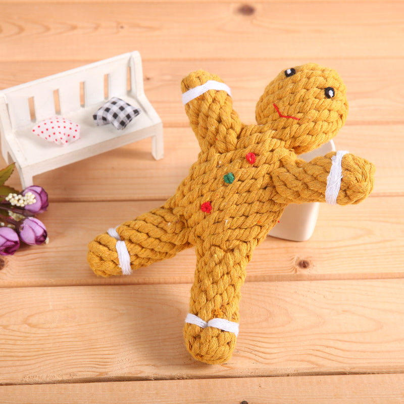 Gingerbread Man Pet Knitting Molar Chew Toy