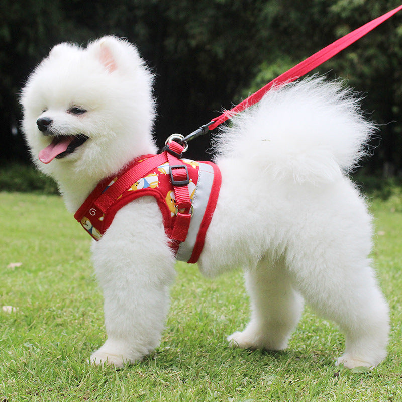 Reflective Breathable Vest Dog Harness Leash Set