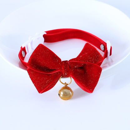 Red Velvet Bow Tie Kitten Collar With Bell