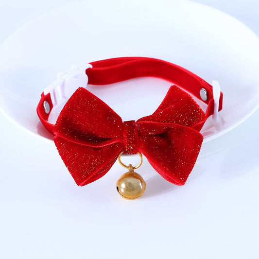 Red Velvet Bow Tie Kitten Collar With Bell