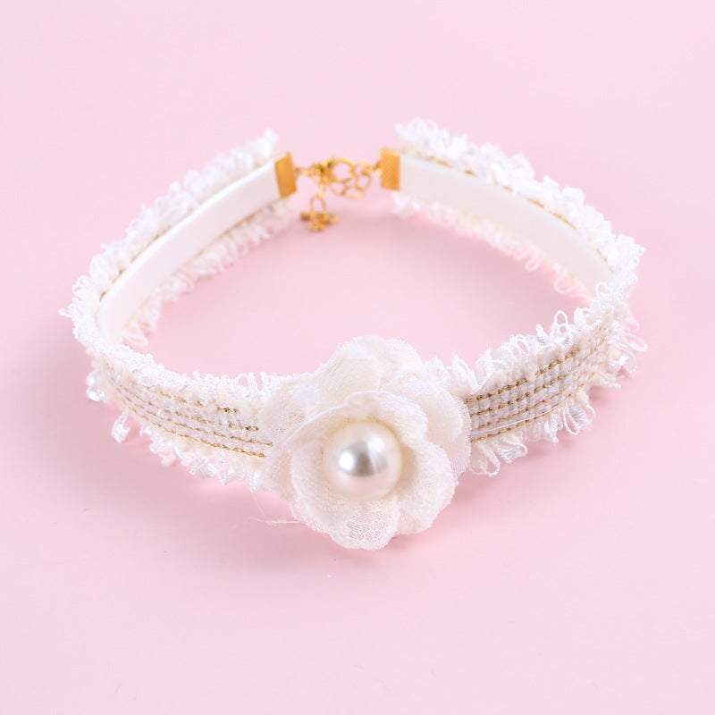 Luxurious Mesh Pearl Princess Pet Collar