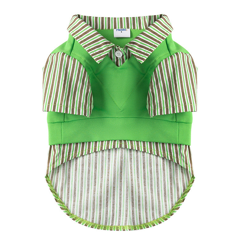 Autumn Green Striped Letter Puppy Shirts