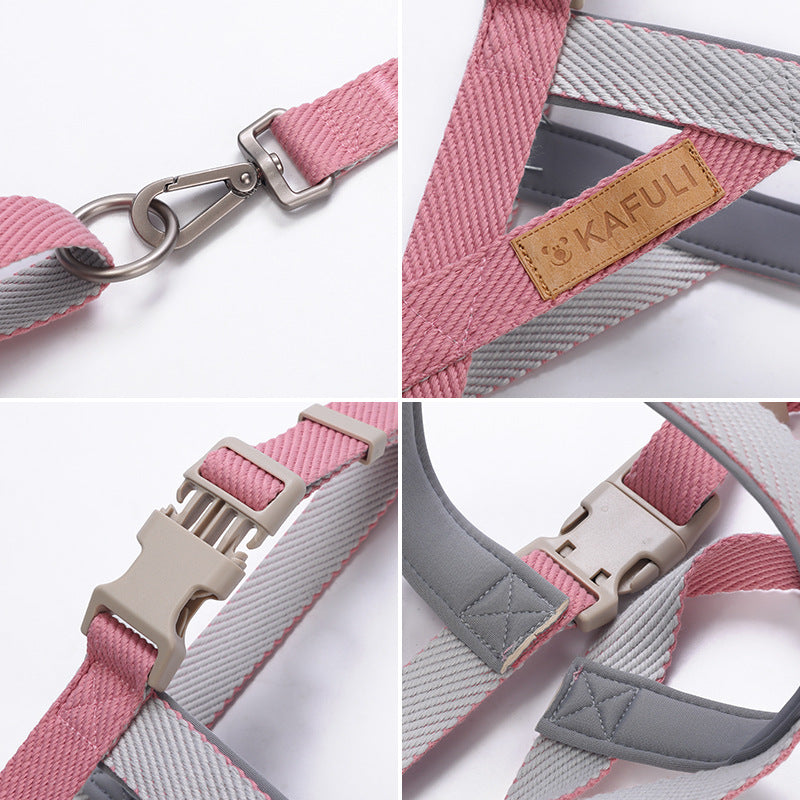 Pet Nylon Chest Harness With Leash Pulling Set