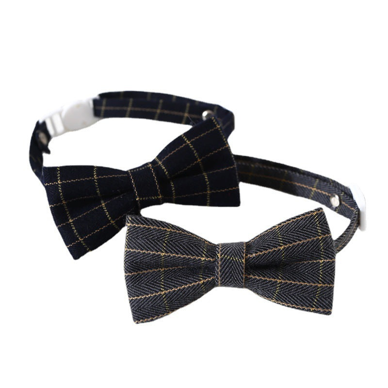 Adjustable Gentleman Plaid Dog Bow Tie