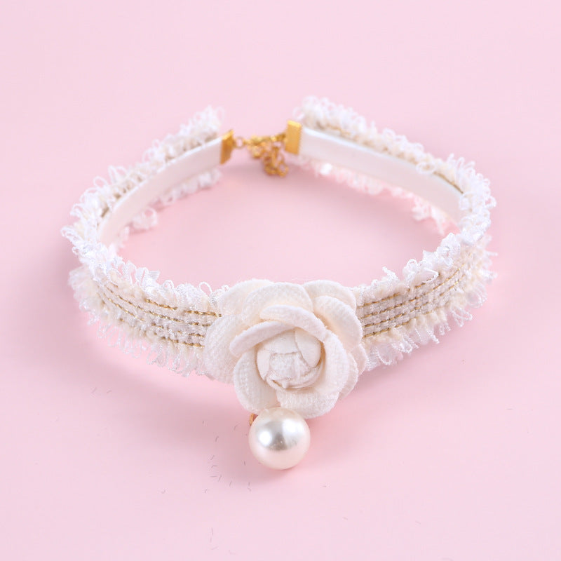 Luxurious Mesh Pearl Princess Pet Collar