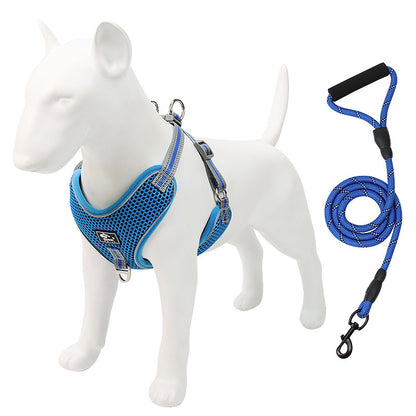 Large Dog Breathable Reflective Harness With Leash