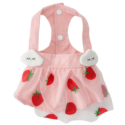 Sleeveless Pink Strawberry Dog Cat Princess Costume
