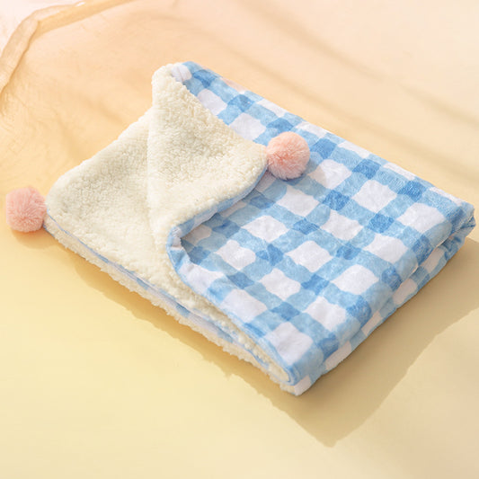 Plaid Flannel Warm Sleeping Quilt Pet Blankets
