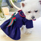 Autumn Bowknot Navy Dog Cat Princess Dress
