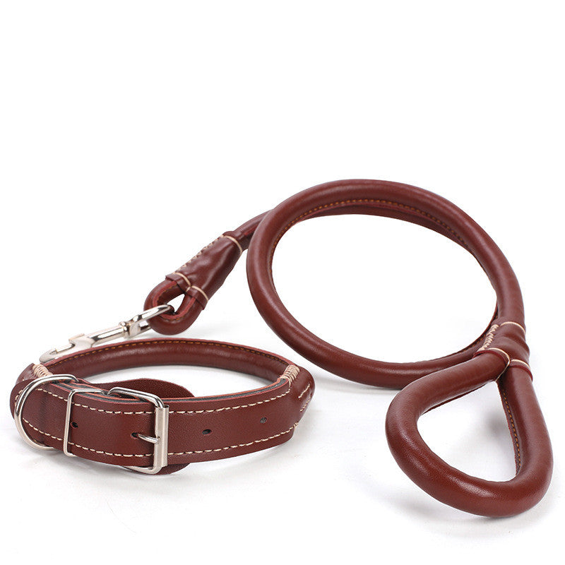 Pu Leather Dog Collars And Leashes Pulling Set
