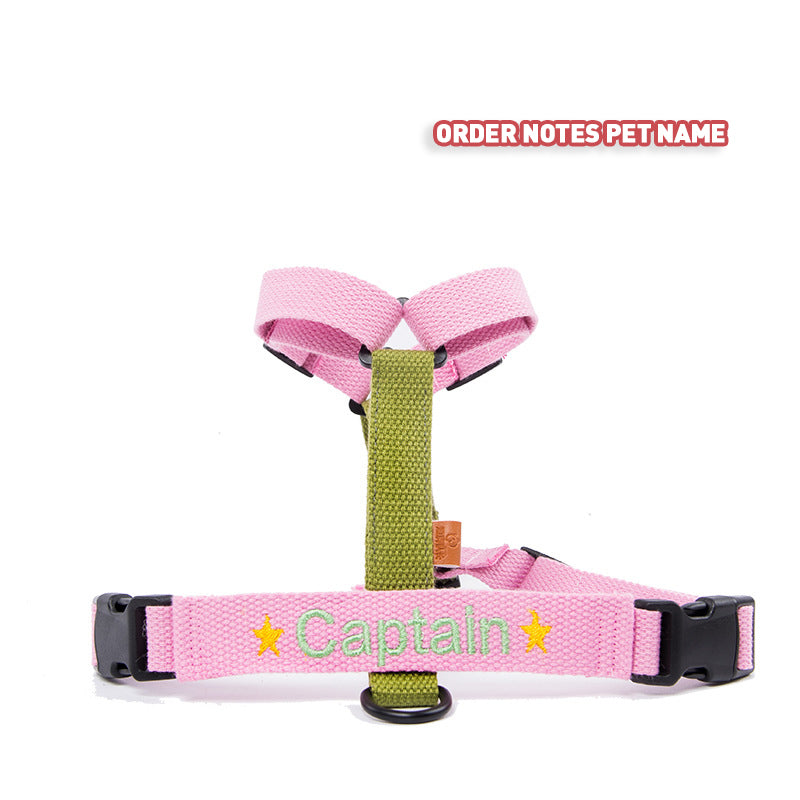 Customize Pet Name Chest Back Embroidered Harness