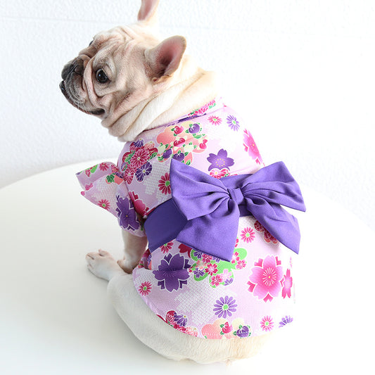 Japanese Flowers Kimono Fancy Dog Dresses