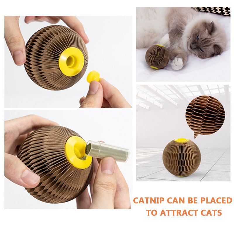 Cat Cardboard Scratcher Ball With Catnip