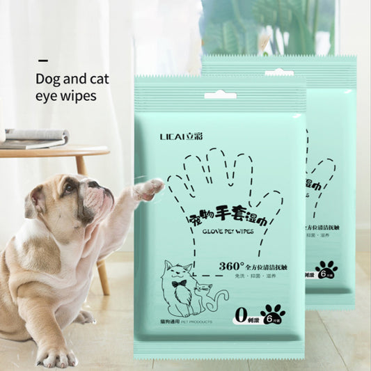 6PCS Disposable Pet Grooming Wipes Cleaning Glove