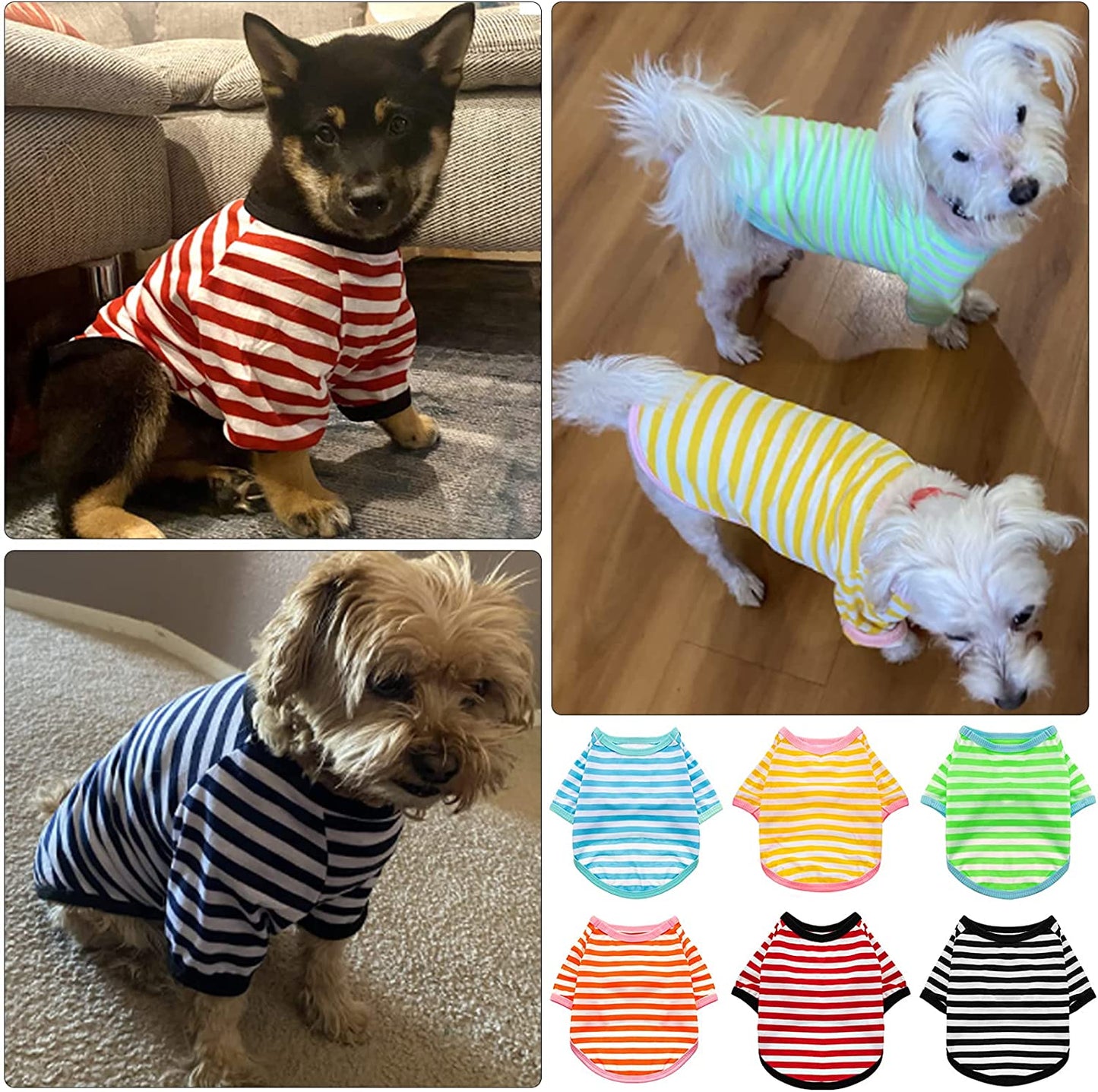 Breathable Dog Striped T-Shirt Colorful Sweatshirt