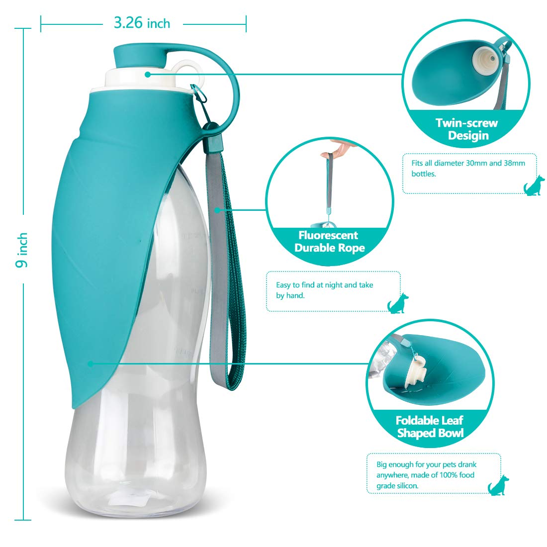 Portable Pet Water Feeder Bottle With Drinking Cup