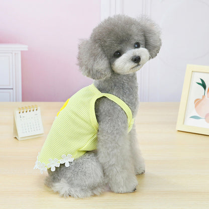 Summer Sleeveless Cartoon Lace Flowers Doggie Vest