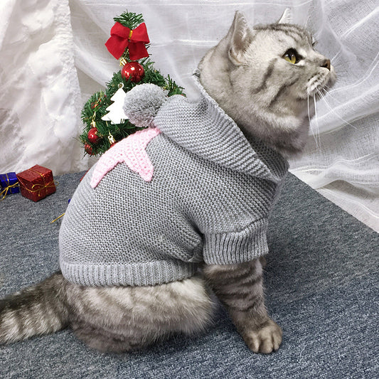 Winter Warm Star Pet Knitting Hoodie Sweater