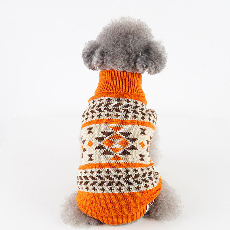 Rhombic Pattern Rabbit Fleece Knitted Dog Sweater