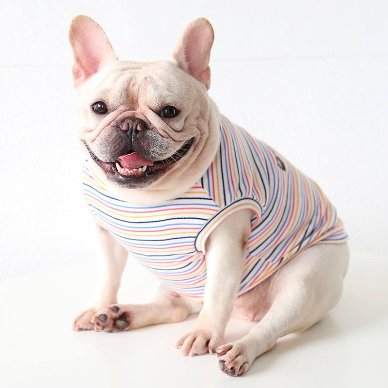 Cute Bear Stripe Bulldog Sleeveless Vest