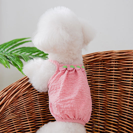 Summer Bubble Yarn Embroidery Sleeveless Pet Vests
